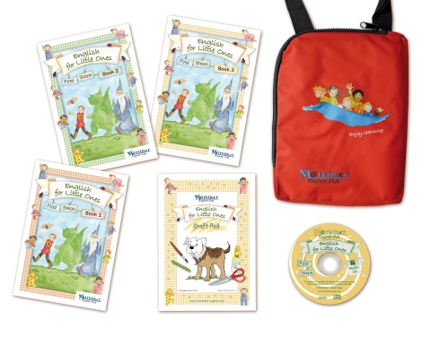 ชุดอุปกรณ์การเรียนภาษาอังกฤษเด็กเล็ก English for Little Ones (EFLO) จาก Mortimer English Club ประกอบด้วยหนังสือเรียน Craft Pad Mortimer Songs และกระเป๋าสะพาย